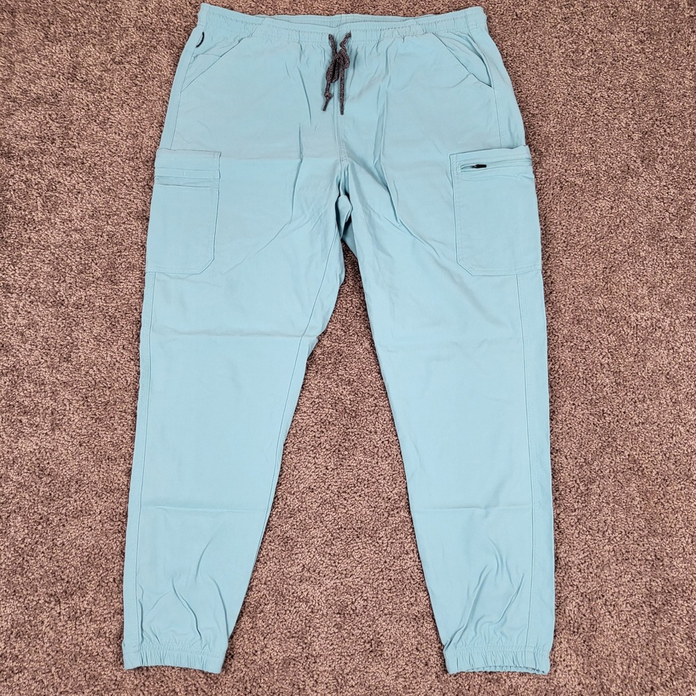 Carhartt Womens C52137 Cargo Jogger Scrub Pants Elastic Drawstring Light Blue XL